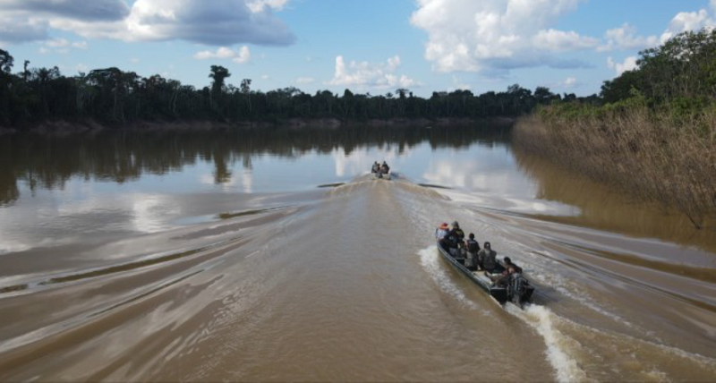 Brazil Federal Police CSI unit simulates the shooting incident on the water